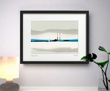 Calm Day, Poolbeg,Black frame by artist Helen Mathews