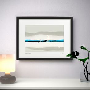 Calm Day, Poolbeg,Black frame by artist Helen Mathews