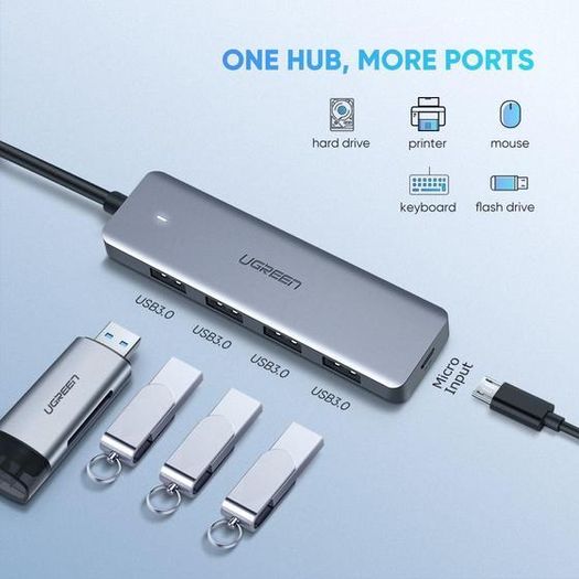 USB C Hub Type C to 4 Port Ways USB 3.0 Adapter Data Extender Hub USB Splitter Compatible with Thunderbolt 3 Macbook Pro M1 Air 2020, iPad Pro Air, XPS 13/15, HP Envy, Huawei MateBook