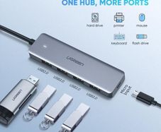 USB C Hub Type C to 4 Port Ways USB 3.0 Adapter Data Extender Hub USB Splitter Compatible with Thunderbolt 3 Macbook Pro M1 Air 2020, iPad Pro Air, XPS 13/15, HP Envy, Huawei MateBook