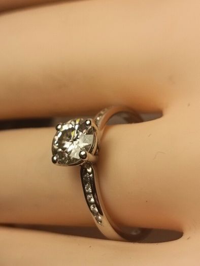 White Gold Moissanite Solitaire Ring with Accents