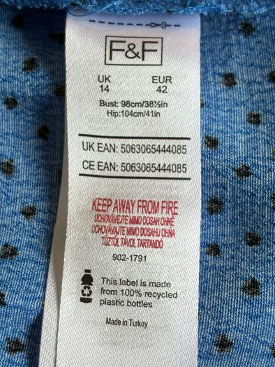Ladies Vibrant Blue Polka Dot Dress from F&F