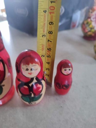 Matryoshka Matryoshka Matryoshka Babushka 3 Piece Russian Doll Old Vintage Wooden Dolls