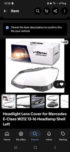 Mercedes e class headlight shell