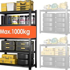Heavy Duty Metal Shelf 183x90x40 cm with 5 Adjustable Metal Shelf | Garage Shelving Units | Racking for Garage | Storage Shelf for Cellars & Workshops | Load capacity up to 1000 kg | Black