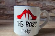 Brand new white ceramic The Boss Lady mug
