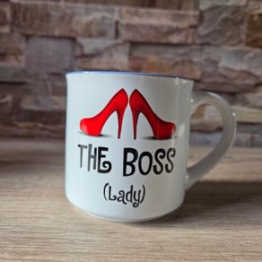 Brand new white ceramic The Boss Lady mug