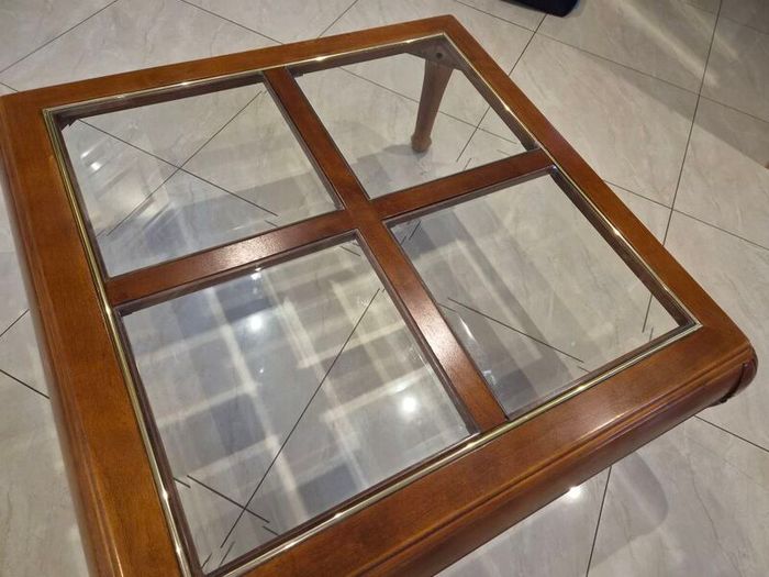 Solid Wood Glass Top Coffee Table
