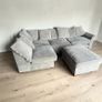 Grey corner sofa with matching footstool Image 3