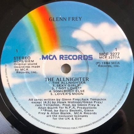 Glen Frey The Allnighter Vinyl album Irish pressing