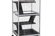 Small Animal Cage Pet Play House with Wheels Platforms Light Grey