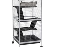 Small Animal Cage Pet Play House with Wheels Platforms Light Grey