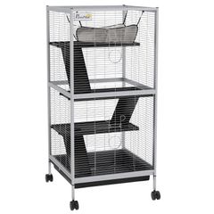 Small Animal Cage Pet Play House with Wheels Platforms Light Grey