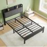 Double Bed Frames with Wooden Storage Headboard Image 3