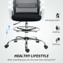 Draughtsman Chair, Mesh Drafting Chair, Ergonomic Office Chair with Lumbar Support, Adjustable Foot Ring, Black Image 3