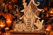 Handmade Wooden Halloween House Decoration 20.5 cm