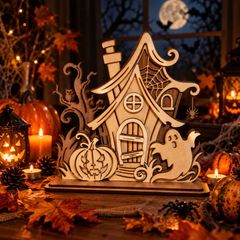 Handmade Wooden Halloween House Decoration 20.5 cm