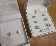 Rachel Ashwell + JJ Jewellery Sterling Silver, Cubic Zirconia earrings. Four pairs