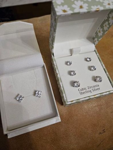 Rachel Ashwell + JJ Jewellery Sterling Silver, Cubic Zirconia earrings. Four pairs