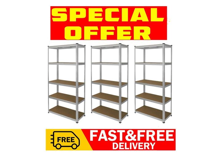 Heavy Duty 3 x Boltless Shelving Unit Racking 175kgs (875kgs)