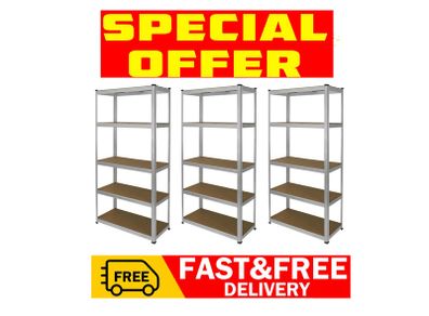 Heavy Duty 3 x Boltless Shelving Unit Racking 175kgs (875kgs)