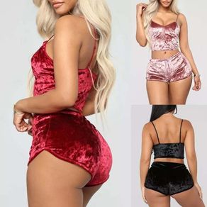 Velor pajamas short shorts