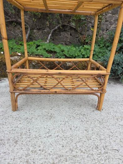 Mid Century Rattan Bamboo Table