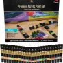 Deluxe Acrylic Paint Set School Art Supplies for Artist 30pc Craft Kit for Rock  Wood Ceramic Canvas Paper And Fabric  Include Mixing Knife, Sponge, Palette and 3 Sizes Premium  (FREE POSTAGE) Image 3