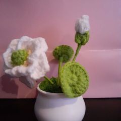Crochet flowers lotus in pot