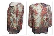 Autograph M&amp;S Ladies Brown/Orange Chiffon Top / Blouse attached Vest Uk 14 includes post