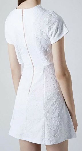 Topshop Ladies White Jacquard Skater Dress With Side Cut Outs UK8 Payment By REVOLUT or PAYPAL