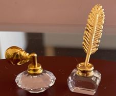 Vintage Swarovski Crystal ink well and perfume bottle figurines
