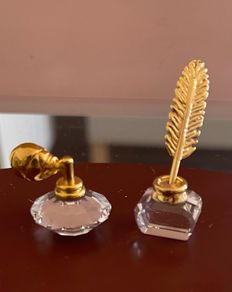 Vintage Swarovski Crystal ink well and perfume bottle figurines