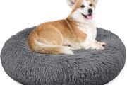 Plush Donut Dog Bed, Calming Round Dog Cat Bed Soft and Fluffy Cuddler Pet Cushion Self-Warming Puppy Beds Machine Washable
