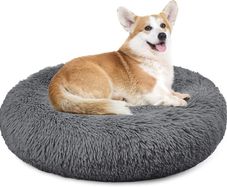 Plush Donut Dog Bed, Calming Round Dog Cat Bed Soft and Fluffy Cuddler Pet Cushion Self-Warming Puppy Beds Machine Washable
