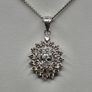 Sterling Silver 925 Cubic Zirconia Cluster Oval Pendant Necklace 4.9g Image 3