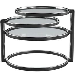 Eterntity Glass Coffee Table Frames with Swivel Motion, Chrome/Clear, 58x50x43 cm (FREE POSTAGE)