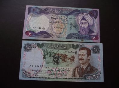 Lot of 2 notes from Iraq (1922-1986)