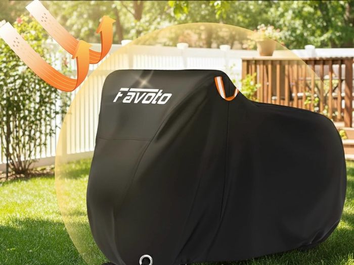 Bike Cover for 3 Bikes 210T Waterproof Outdoor  Bicycle Storage, Black Cover with Lock Hole, 2 Windproof Buckles & Storage Bag, UV Protection for Mountain & Road Bikes (220/120/110cm)