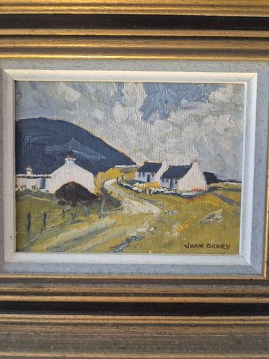 Joan Drury Original Irish Landscape Painting - Vintage Tramore Custom Frame