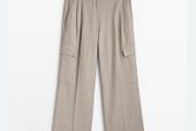 Massimo Dutti Wide Leg Wool Cargo Trousers