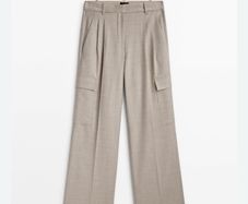 Massimo Dutti Wide Leg Wool Cargo Trousers