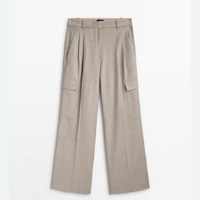 Massimo Dutti Wide Leg Wool Cargo Trousers