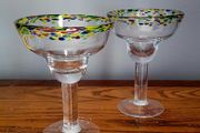 Vintage pair of confetti margarita glasses