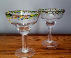 Vintage pair of confetti margarita glasses