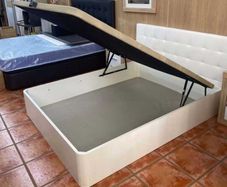 White Ottoman Storage Bed Double