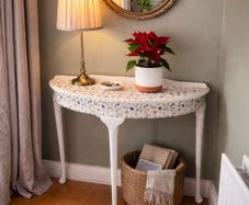Floral half moon table