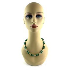 Vintage green chalcedony necklace