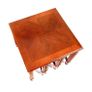 Mahogany Nest Of Three Tables, Raised On Block Legs With Understretcher Image 2