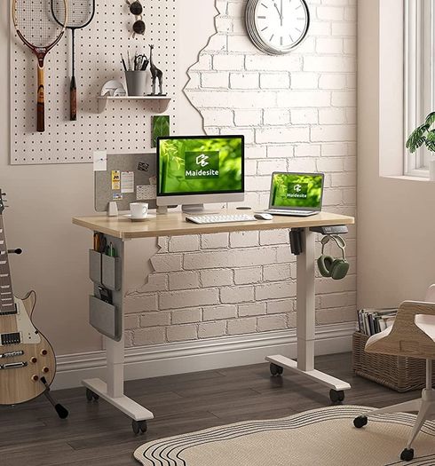 Electric Standing Desk Height Adjustable Standing Desk Sit Stand Desk Stand Up Desk with Headphone Hook 100x60cm Desktop for Home (FREE SHIPPING)